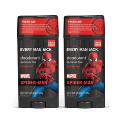 Every Man Jack Spider-Man Deodorant for Men – Aluminum Free, Plant-Based Odor Protection, Paraben & Dye Free – 3 oz (Pack of 2)