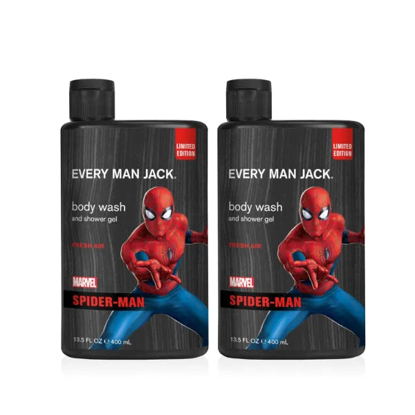 Every Man Jack Spider-Man Body Wash,Plant-based Cleansers & Moisturizers - Free of Parabens, Pthalate, and Dyes and Certified Cruelty Free - 13.5 fl oz (Pack of 2)