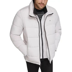 Men's Puffer Jacket With Set In Bib Detail