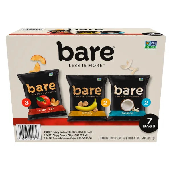 Bare Baked Crunchy, Fruit Variety & Crunchy Apple Chips Pack, 0.53 Ounce (Pack of 7)