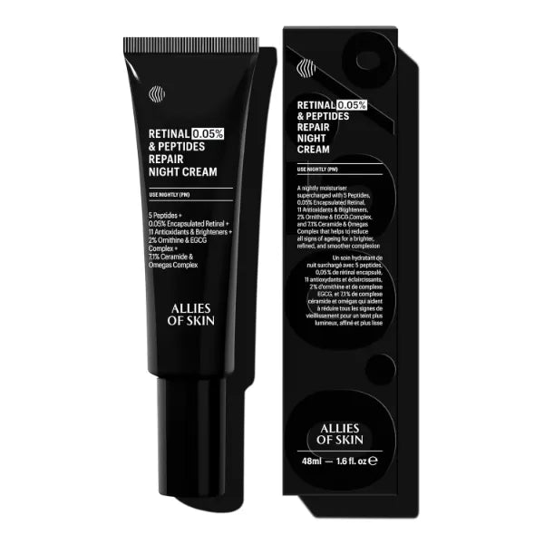 Allies of Skin Retinal 0.05% Peptides Repair Night Cream | 7% Ceramides & Omegas Complex Boost Hydration | Gentle Daily Treatment for Wrinkles, Fine Lines and Uneven Tone