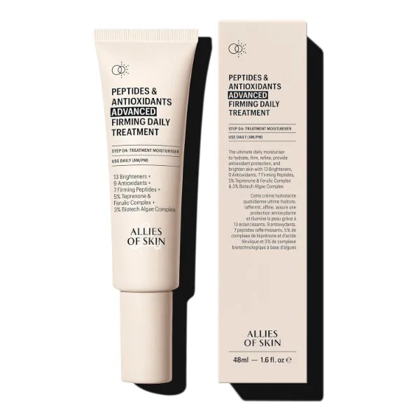 Allies of Skin Peptides & Antioxidants Advanced Firming Daily Treatment with 13 Brighteners, 9 Antioxidants, 7 Firming Peptides, 5% Teprenone & Ferulic Complex and 3% Biotech Algae Complex