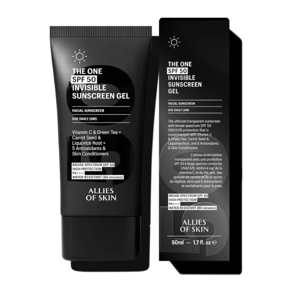 Allies of Skin Daily Face Sunscreen SPF 50 | Zero White Cast Lightweight Gel Formula | Dermatologist Tested Under Makeup Primer| Water-Resistant & PA++++ Broad Spectrum UVA/UVB