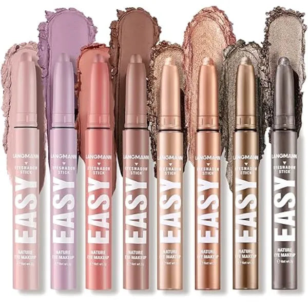 LANGMANNI Eyeshadow Stick Waterproof Multi Color Eyeshadow Pen Set,Creamy Long Lasting Eye Makeup Kit,Natural & Shimmer Shades Contour Stick,Perfect Gifts For Women