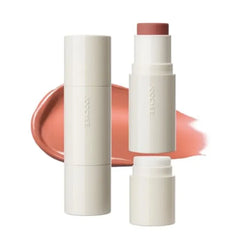 Joocyee Glazed Cream Blush Stick with Built-in Cushion Brush, Multi Use Stick for Cheeks Lips Eyes Hydrating Dewy Non-Greasy Long Lasting Makeup