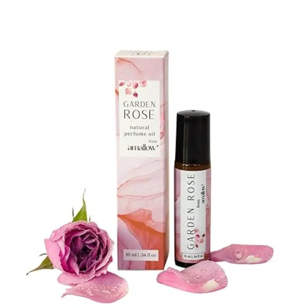 Amallow All Natural Non Toxic Perfume Rollers with Pure Organic Essential Oils Rose, Sandalwood, Honey, Vanilla, Lavender & Herbal Notes