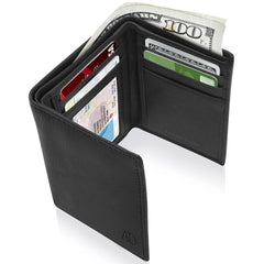 Access Denied Genuine Leather Slim Trifold Wallet for Men - RFID Blocking