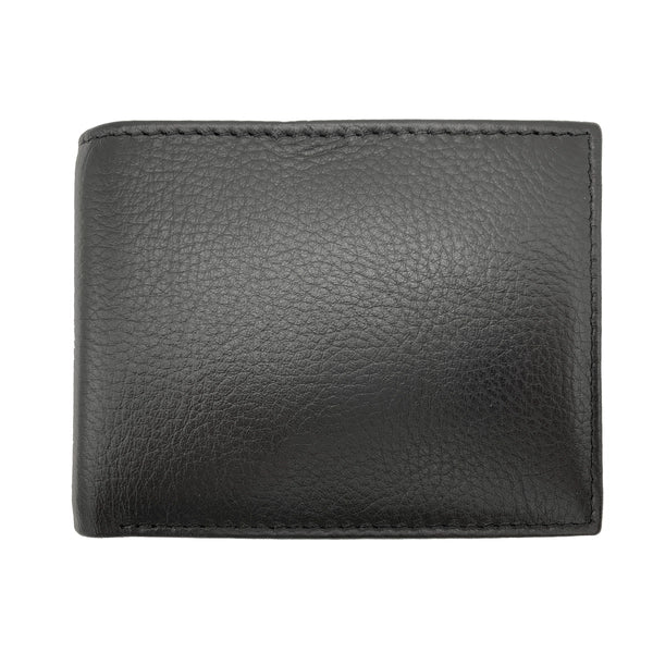 George Men's Genuine Milled Leather Bifold Wallet with Wing, RFID Protected - Black