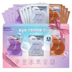 grace & stella Under Eye Mask Variety Pack Under Eye Patches for Dark Circles  With 6 Colors (3 Pairs/Color) Gel Masks Puffy Eyes for Women