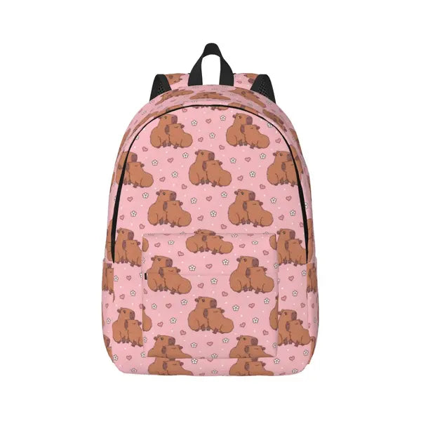 Giroia Heart Capybara for Canvas Backpack for Men and Women Lightweight College Back Pack with Laptop Compartmen