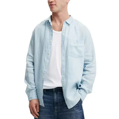 COTTON ON Men's Linen Long Sleeve Shirt