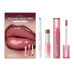 rom&nd Volume Hack Trio Set | Plumping, Hydrating K-Beauty Lip Kit for High-Shine, Plumping Gloss, Hydrating Balm & Smooth Liner