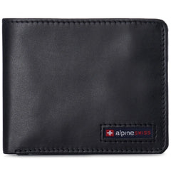 Alpine Swiss Men's Leather RFID Bifold Wallet - 2 ID Windows & Divided Bill Section