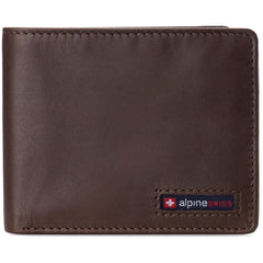 Alpine Swiss Men's Leather RFID Bifold Wallet - 2 ID Windows & Divided Bill Section