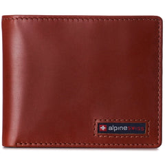 Alpine Swiss Men's Leather RFID Bifold Wallet - 2 ID Windows & Divided Bill Section