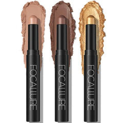 FOCALLURE 3 Pcs Cream Eyeshadow Sticks, Shimmer Eyeshadow Pencil Crayons, High Pigmented Crease-proof Eye Shadow Brightener Sets, Long Lasting Eye Shadow Highlighter