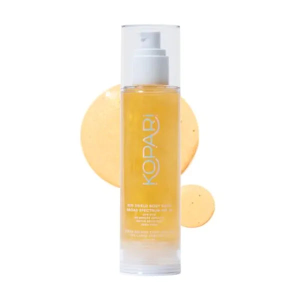 Kopari Sun Shield Body Glow, Broad Spectrum SPF 50, Lightweight Shimmering Gel Texture Absorbs Quickly, Non Sticky, Glowing Results, 5 oz