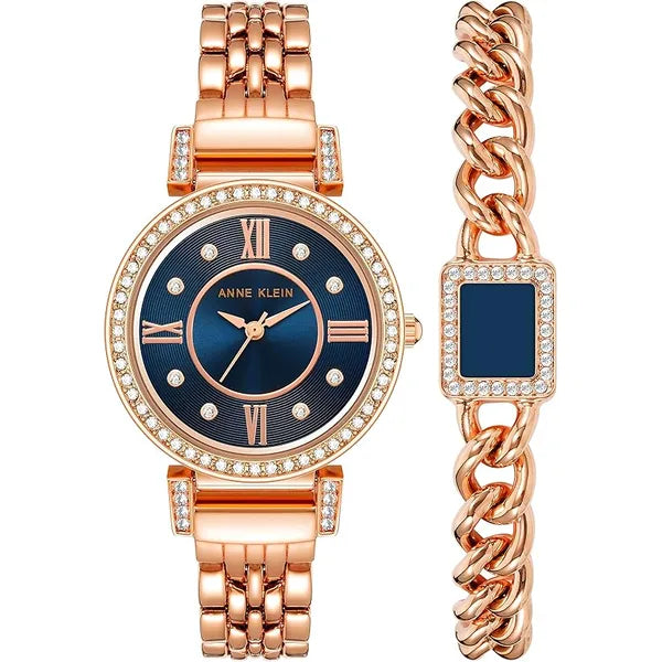 Anne Klein Women's Premium Crystal Accented Watch and Bracelet Set, AK/2928