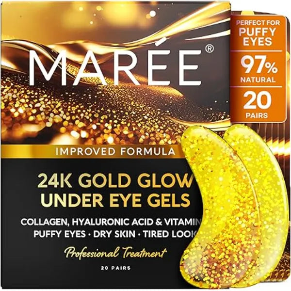 MAREE Eye Gels Pads Under Eye Patches for Puffy Eyes and Dark Circles with Collagen & Hyaluronic Acid Anti Wrinkles Under Eye Masks Skincare Treatment for Puffiness & Bags Parches Para Ojeras