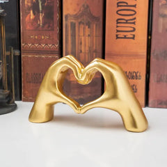 Lynagert Small Heart Hands Sculpture Decor for Living Room Bedroom Bookshelf Coffe Table and Office Display, Love Finger Statue Modern Aesthetic Home Decor, Unique Gift for Wedding Christmas Birthday