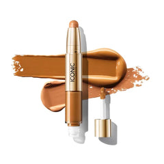 ICONIC LONDON Radiant Concealer & Brightening Duo | Creamy Liquid + Brightening Crayon Dual Ended Concealer, Cruelty Free, Vegan Makeup, 0.08 oz