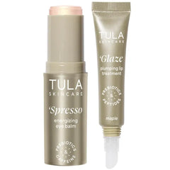 TULA Skin Care 2-Piece Duo Kit – Energizing Eye Balm & Plumping Lip Treatment – Hydrating, Brightening, and Radiance-Boosting Formula