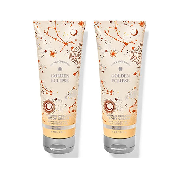 Bath & Body Works Ultimate Hydration Body Cream 8 fl oz (Pack of 2) – Golden Eclipse, Hello Beautiful, Strawberry Poundcake – Deep Moisturizing Shea Body Cream for Women