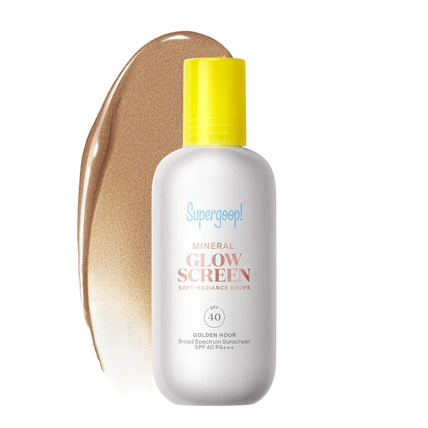 Supergoop! Glowscreen Soft-Radiance Drops Mineral SPF 40 – Sunrise & Golden Hour Shades – Illuminating, Pore-Blurring, Skin-Evening Glow Serum for All Skin Types – 1.7 oz