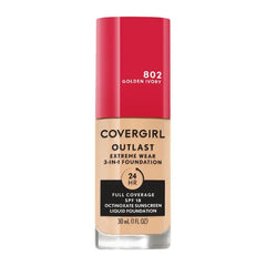 Covergirl Outlast Extreme Wear 3-in-1 Full Coverage Liquid Foundation, SPF 18 Sunscreen