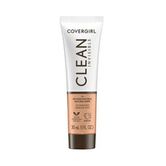 COVERGIRL Clean Invisible Foundation Makeup, Dewy & Glowy Natural Finish, Buildable Coverage, Skin-Like Smooth Look, Vegan