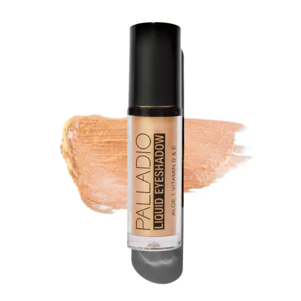 Palladio Liquid Eyeshadow, creamy shimmery formula that instantly adheres to the eyelid with flexible applicator wand for over 8 hours of smudge and crease-proof wear