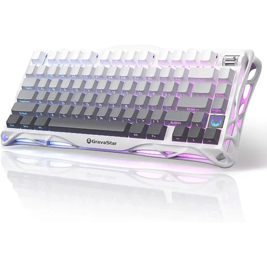 GravaStar Mercury K1 75% Wireless Mechanical Gaming Keyboard – Aluminum Alloy Exoskeleton, Hot-Swappable Gasket Mount, RGB Backlit