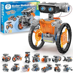 Sillbird Solar Robot Building Kit STEM Gift for Boys Aged 8-13, 15 in 1 DIY Science Educational Robotic Toy for Kids Teens Birthday, Powered by the Sun or Battery with 212 Pieces