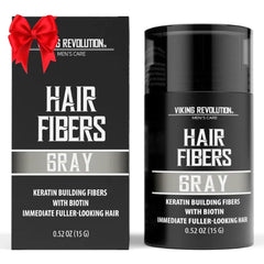 Viking Revolution Hair Fibers for Thinning Hair Men - Thick Fiber for Bald Spot Cover Up - Hair Building Fibers with Kerating and Biotin - Hair Fiber for Men for Thicker and Fuller Look(0.52oz)