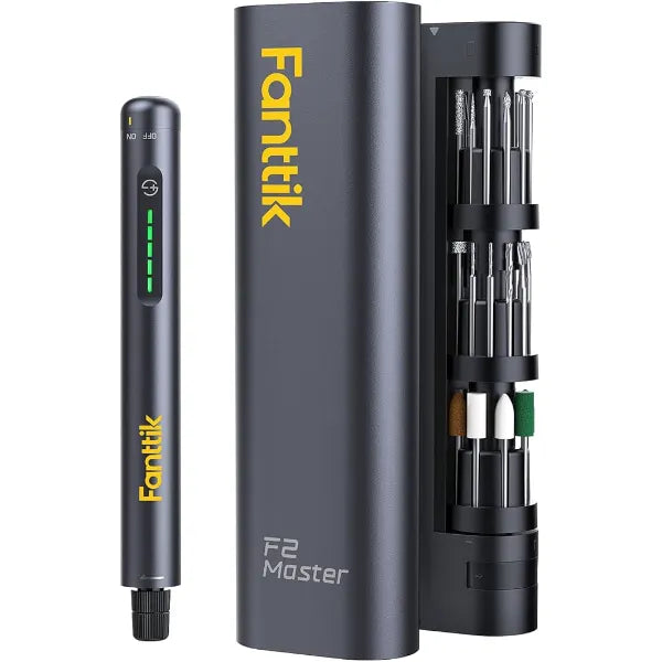 Fanttik F2 Master Mini Cordless Rotary Tool Kit, NeoPulse Motor, 5 Speed, 25000 RPM, Revostor Hub, 35 Accessories, Engraving Pen, for 3D Printer Sanding, Polishing, Drilling, Carving, DIY Crafts