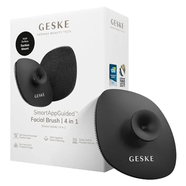 GESKE SmartAppGuided Facial Brush 4 in 1 Professional Facial Cleansing Brush with Handle Skin Cleansing Soft Silicone Facial Brush Routine Skincare Gentle Cleansing Facial Cleanser