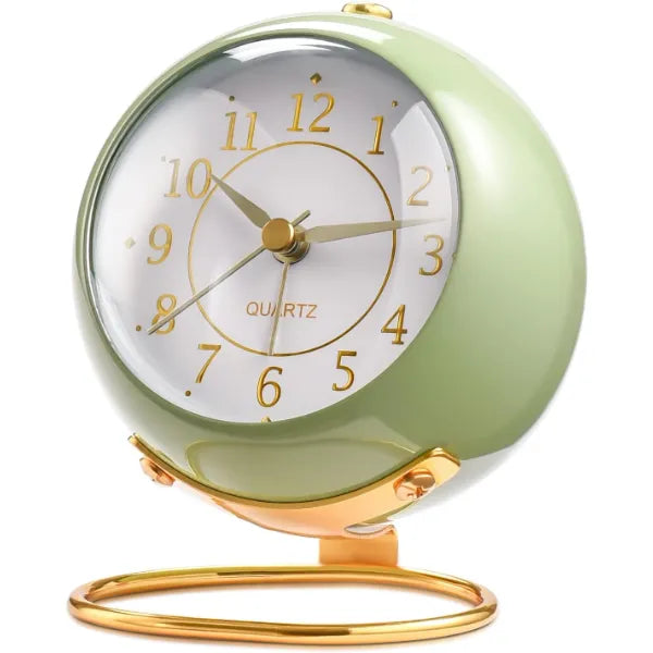 Tetino Analog Alarm Clocks,Desk Clock Aesthetic Retro Cute,Room Decoration,Small Clock with Night Light,Silent Non Ticking,Battery Powered,Clocks for Kids,Bedroom,Travel,Kitchen,Bedside Decor