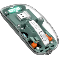 A.JAZZ Wireless Mouse – Bluetooth 5.1 & 2.4G Dual Mode, Transparent Lightweight Design, Rechargeable Silent Click with USB-C Nano Receiver for PC, Mac & iPad