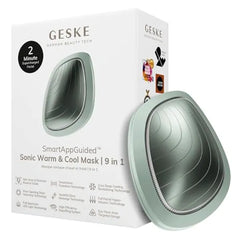 GESKE SmartAppGuided Sonic Warm & Cool Mask 9 in 1Beauty LED Face Mask Facial Glow Full Spectrum LED Light Best Face Massager Vibrating Mask Warm and Cold Skincare