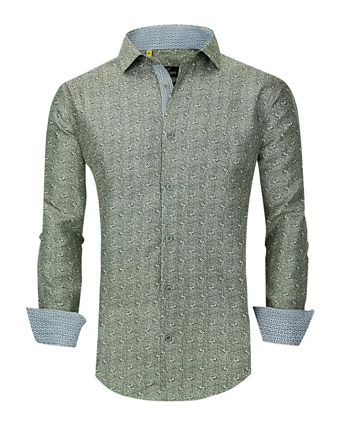 Azaro Uomo Men's Slim Fit Business Nautical Button Down Dress Shirt