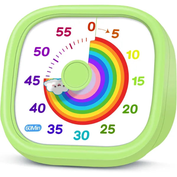 HIPPIH Visual Timer for Kids – Countdown Pomodoro Timer with Rainbow Disk for Classroom, Kitchen & Office Time Management