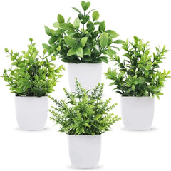 Der Rose 4 Pack 7 Mini Fake Plants, Artificial Plants for Bathroom Decor