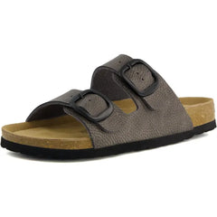 CUSHIONAIRE Lang Slip On Cork Footbed Womens Sandals - Comfortable Slides with Adjustable Buckle Flat Sandals for Women 2025