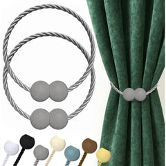 Hion Magnetic Curtain Tiebacks Black 2pcs, Curtain Holdbacks Hooks Holders