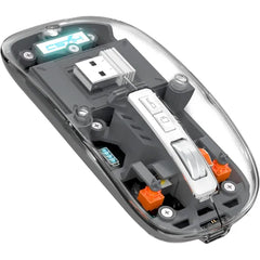 A.JAZZ Wireless Mouse – Bluetooth 5.1 & 2.4G Dual Mode, Transparent Lightweight Design, Rechargeable Silent Click with USB-C Nano Receiver for PC, Mac & iPad