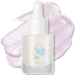 FOCALLURE Starfall Glowing Liquid Highlighter, Shimmering Body Oil, Non-Sticky Shimmer Liquid Luminizer, Non-Greasy, Face & Body Glitter Makeup for Costumes, Cosplay, Rave Festival