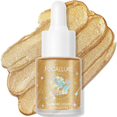 FOCALLURE Starfall Glowing Liquid Highlighter, Shimmering Body Oil, Non-Sticky Shimmer Liquid Luminizer, Non-Greasy, Face & Body Glitter Makeup for Costumes, Cosplay, Rave Festival