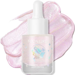 FOCALLURE Starfall Glowing Liquid Highlighter, Shimmering Body Oil, Non-Sticky Shimmer Liquid Luminizer, Non-Greasy, Face & Body Glitter Makeup for Costumes, Cosplay, Rave Festival