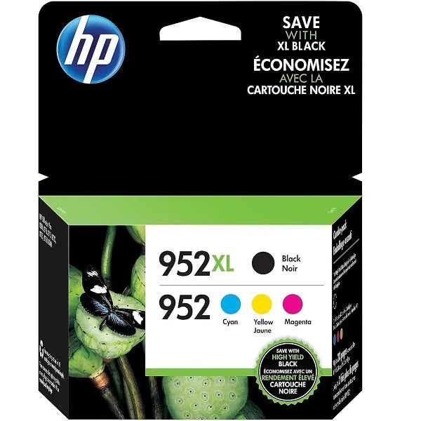 HP 952 XL / 952 (4 PACK) Ink Cartridge (N9K28AN) - Black / Tri Color
