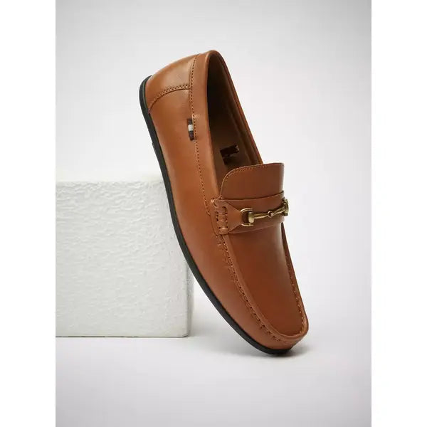 Metal Accent Slip-On Loafers - Brown